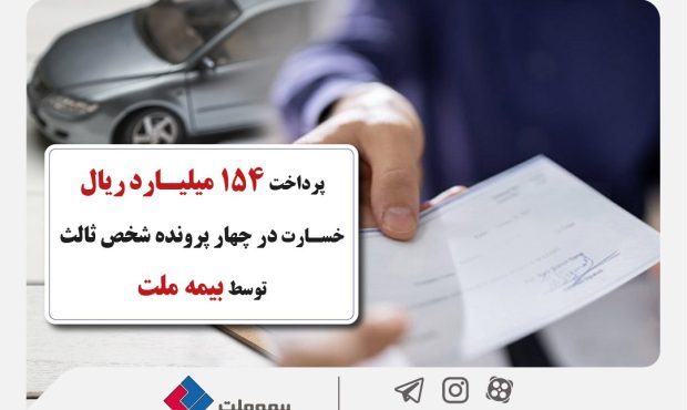 پرداخت ۱۵۴ میلیارد ریال خسارت در چهار پرونده شخص ثالث توسط بیمه ملت